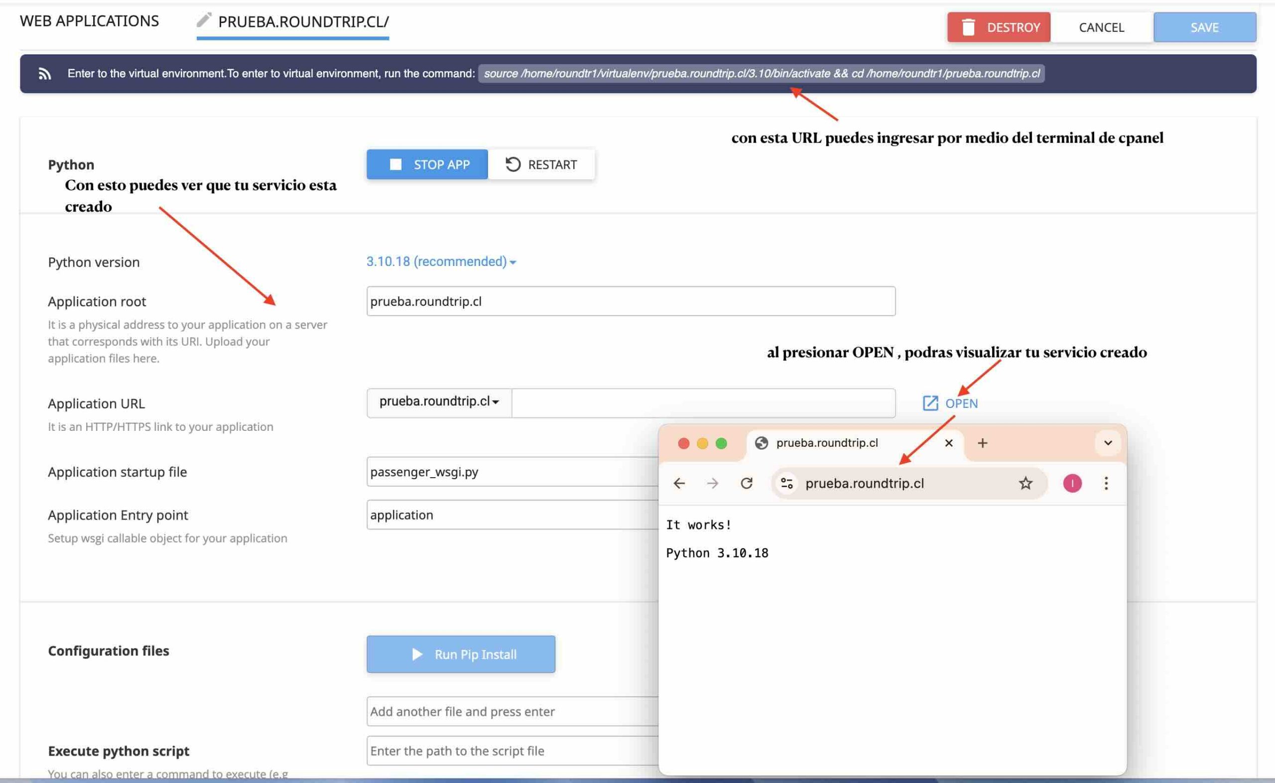 Como configurar python y flask en cpanel